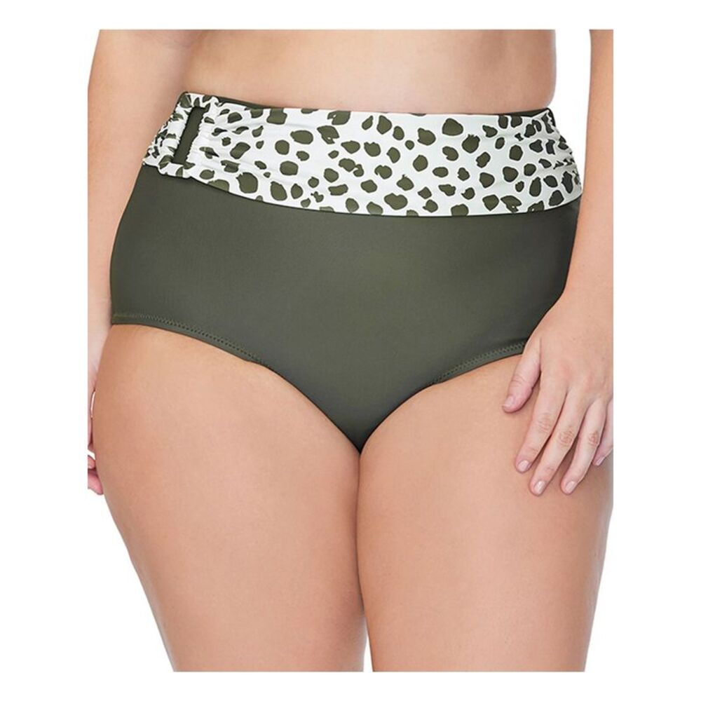 RAISINS CURVE Women's Green Stretch Belted Mombasa Bikini Swimsuit Bottom 18W - Picture 1 of 2
